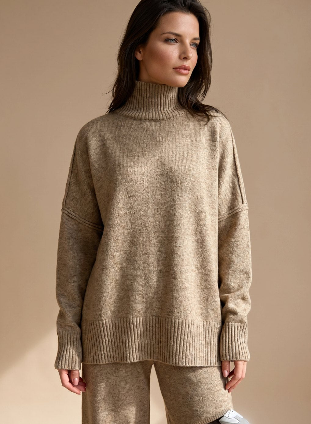 Women's Oversized Turtleneck Knit Lounge Set — Wide-Leg 2
