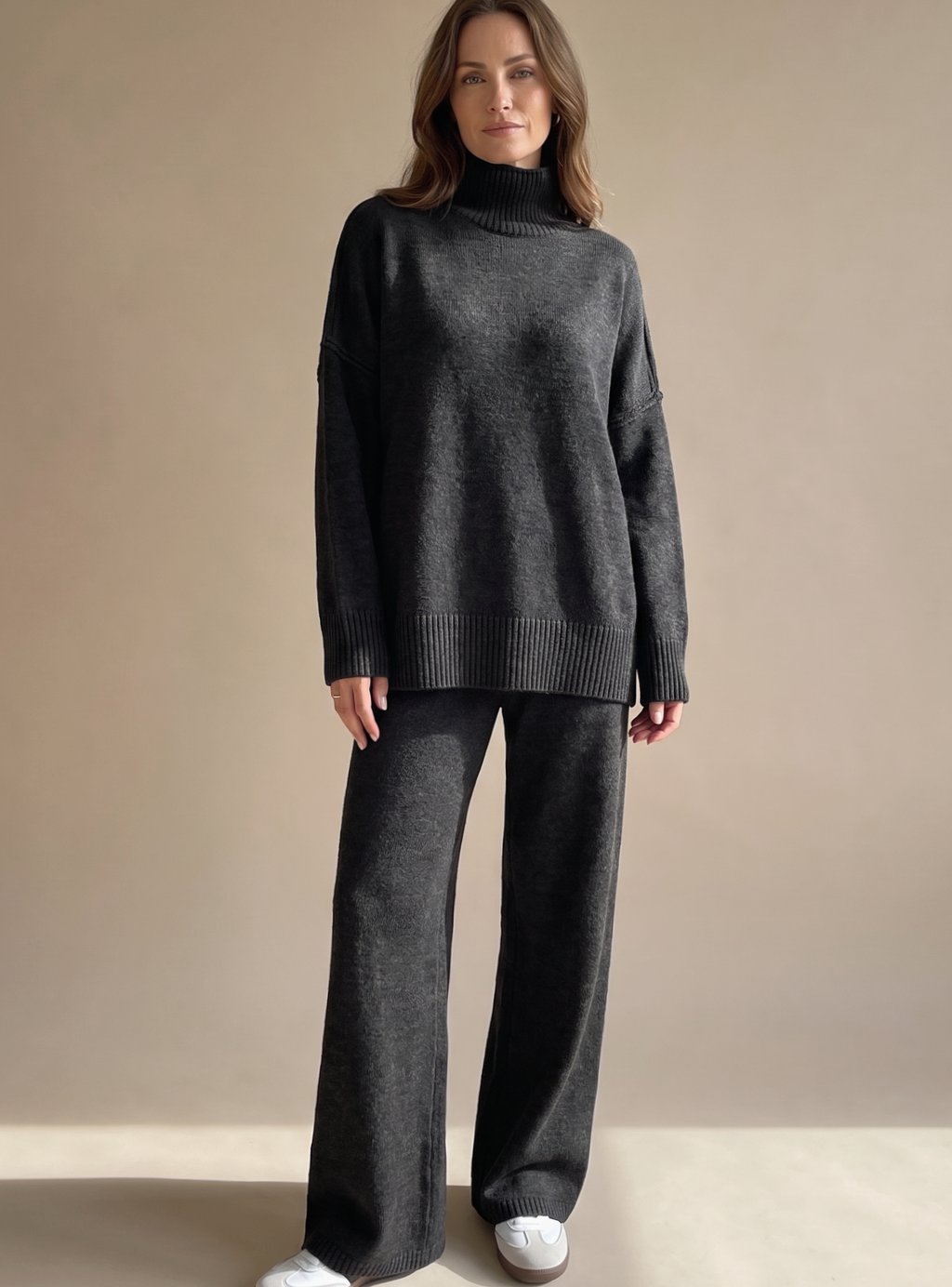 Women's Oversized Turtleneck Knit Lounge Set — Wide-Leg 10