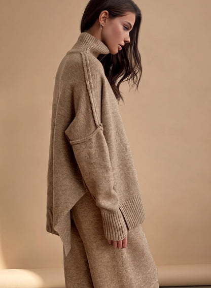 Women's Oversized Turtleneck Knit Lounge Set — Wide-Leg 1