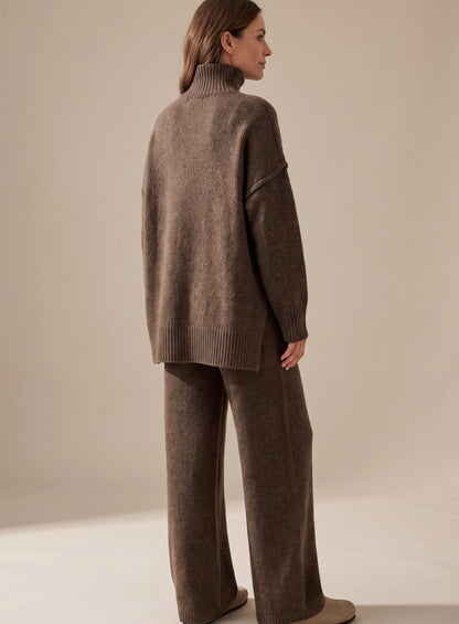 Women's Oversized Turtleneck Knit Lounge Set — Wide-Leg 8