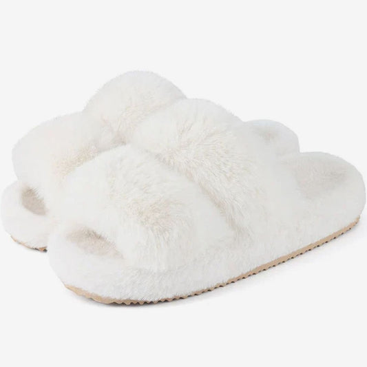 Women's Plush Faux Fur Open-Toe Slide Slippers 1