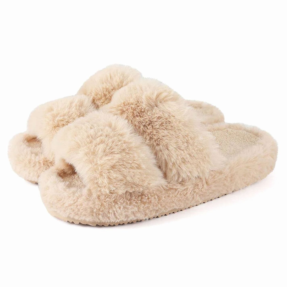 Women's Plush Faux Fur Open-Toe Slide Slippers 2