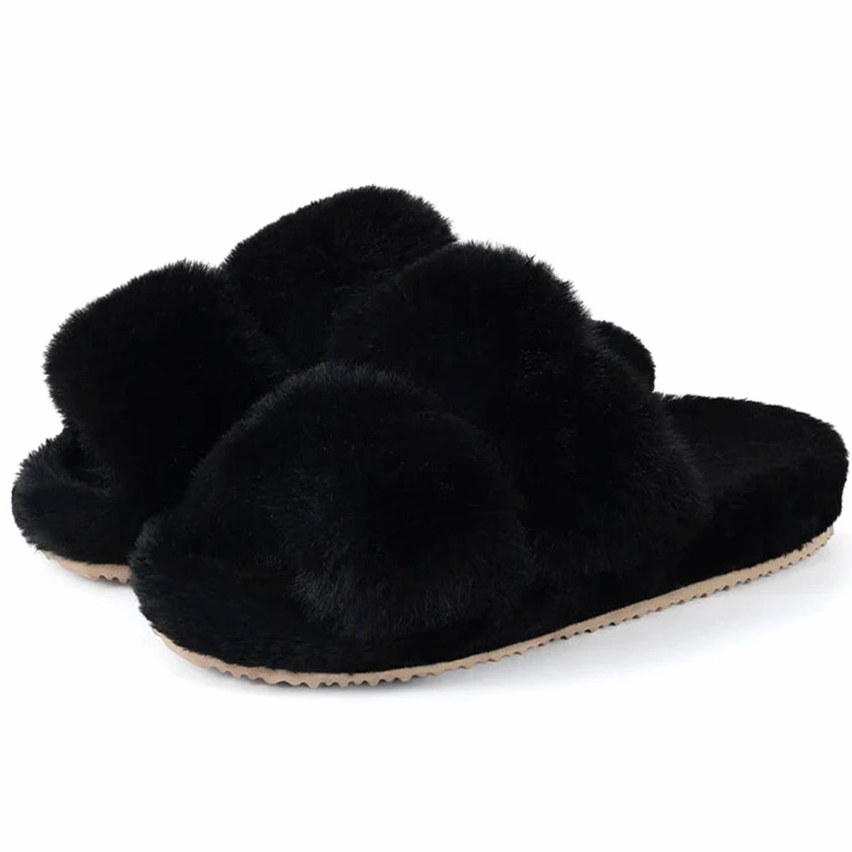 Women's Plush Faux Fur Open-Toe Slide Slippers 3