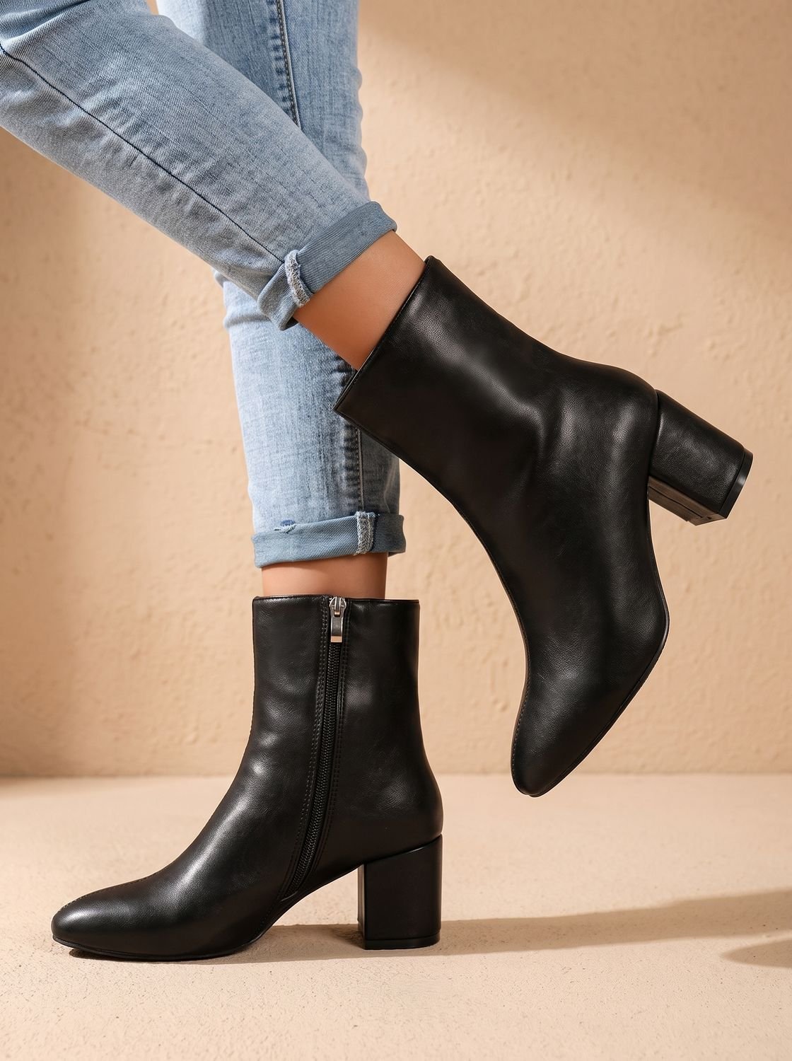 Women's Pointed-Toe Block-Heel Side-Zip Ankle Boots 3