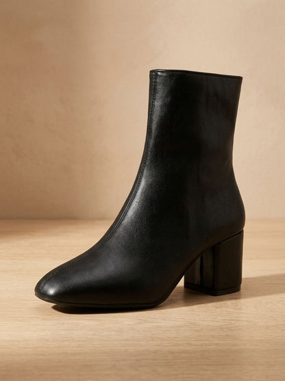 Women's Pointed-Toe Block-Heel Side-Zip Ankle Boots 5
