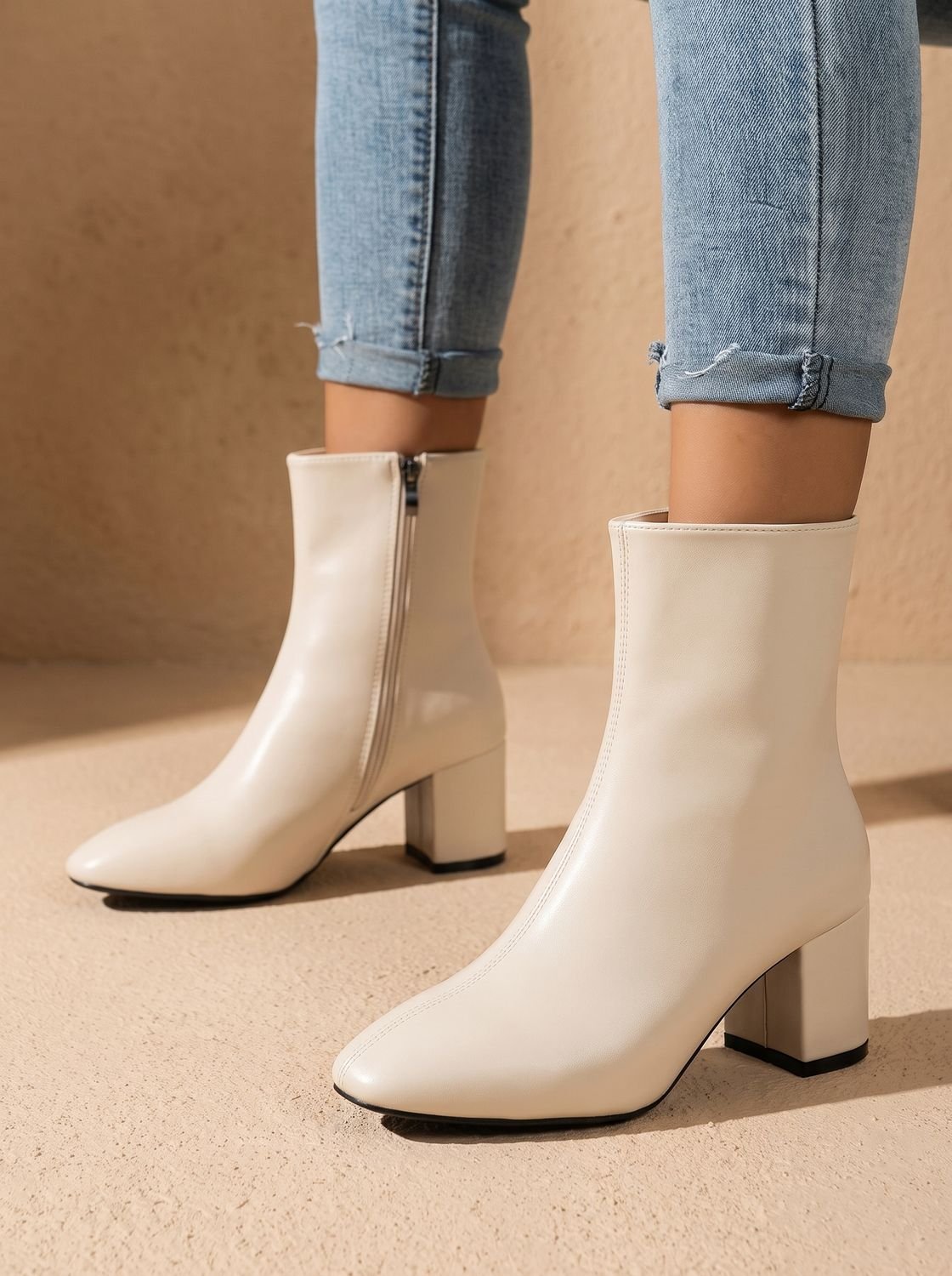 Women's Pointed-Toe Block-Heel Side-Zip Ankle Boots 6
