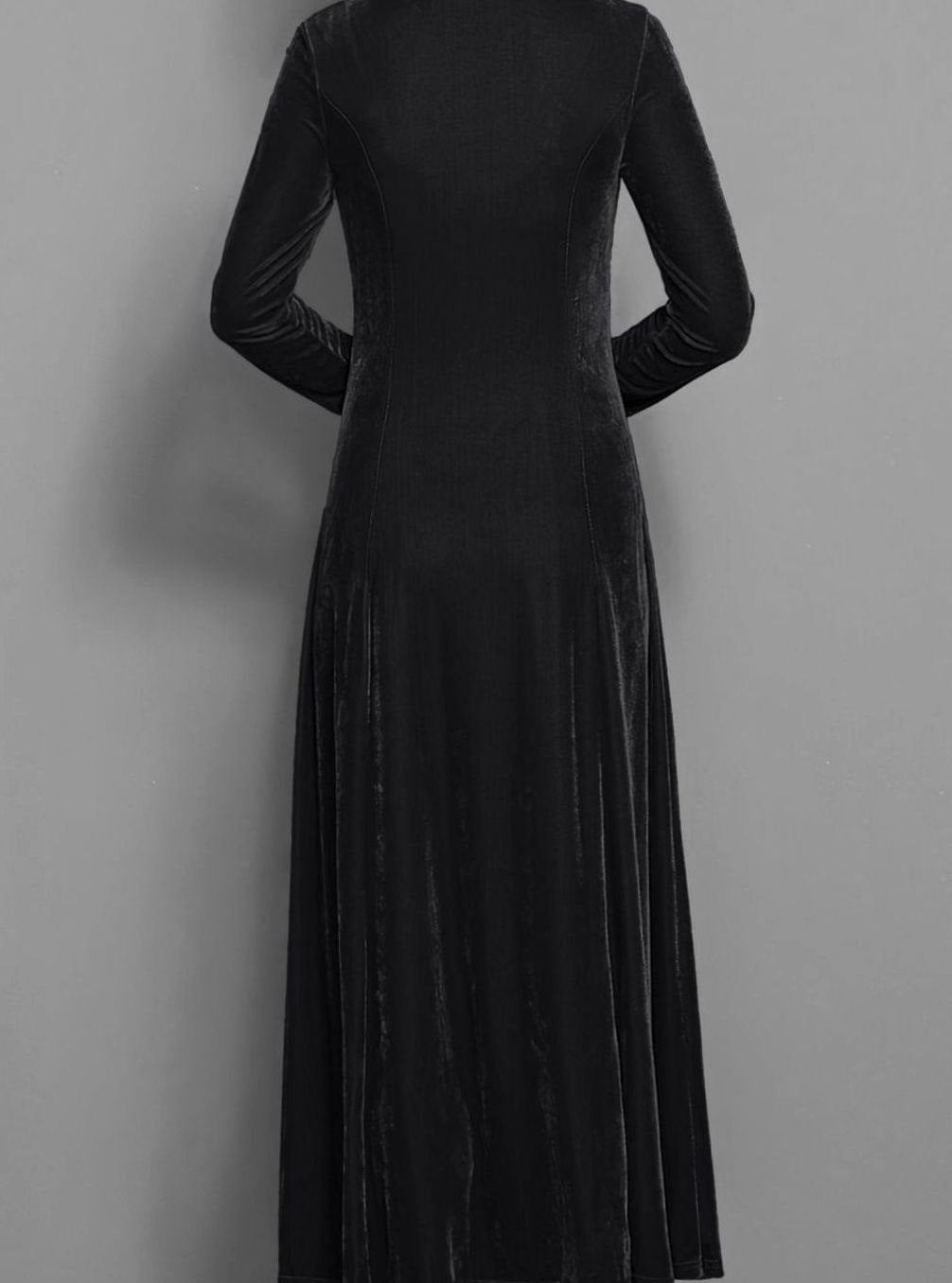 Velvet Maxi Dress — Women's Long Sleeve A-Line Formal Gown 7