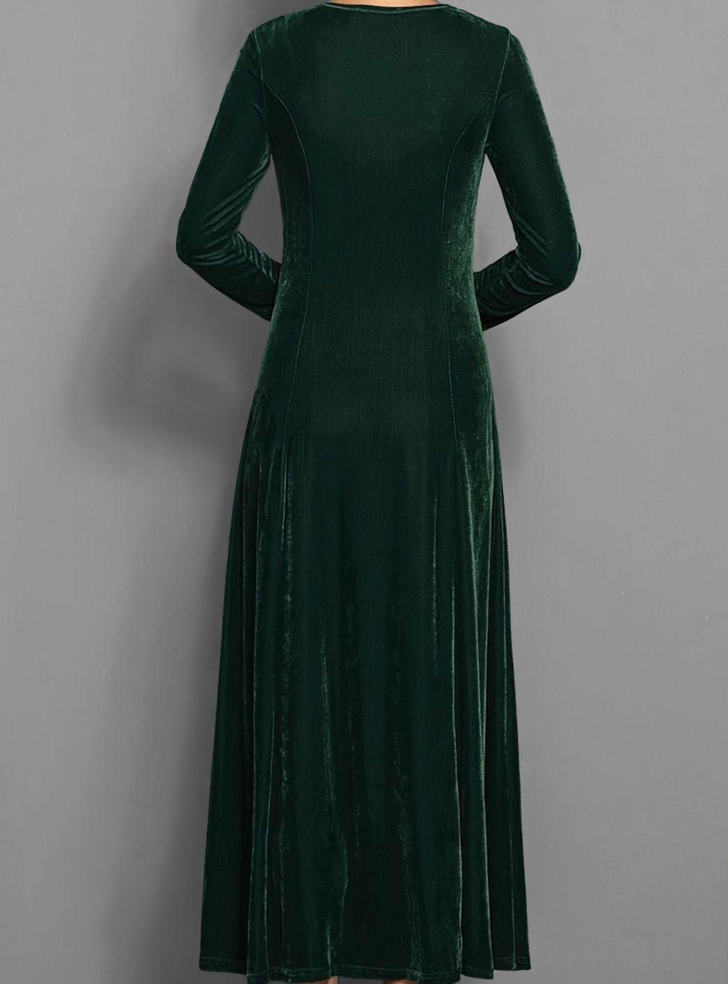 Velvet Maxi Dress — Women's Long Sleeve A-Line Formal Gown 8