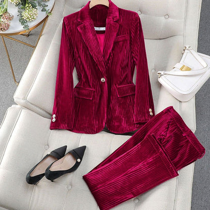 Women's Velvet Blazer Suit Set — Tailored Two-Piece S–2XL 1