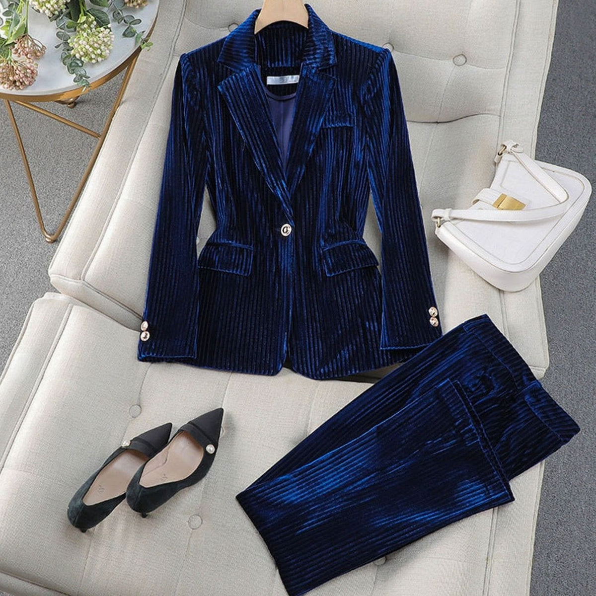 Women's Velvet Blazer Suit Set — Tailored Two-Piece S–2XL 2