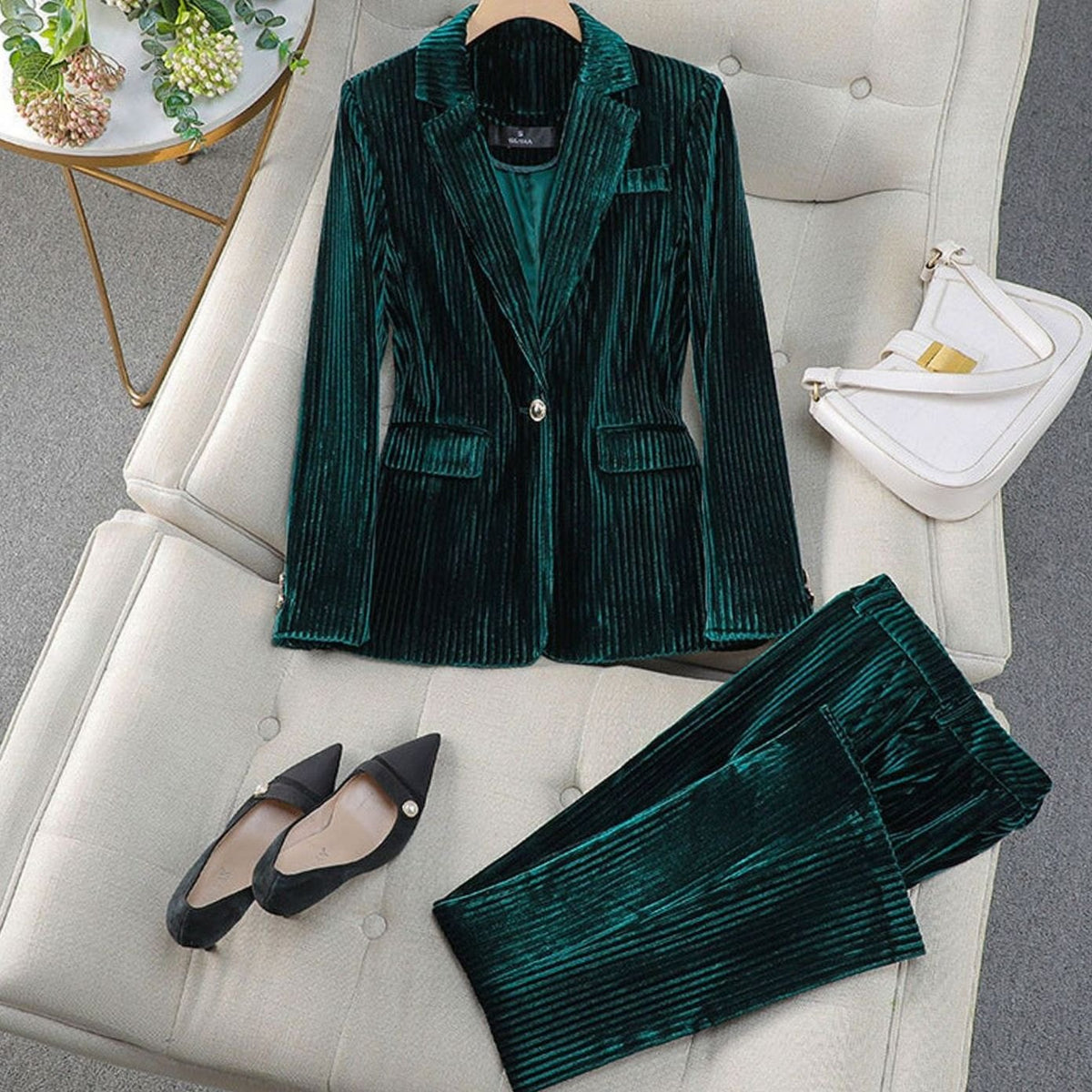 Women's Velvet Blazer Suit Set — Tailored Two-Piece S–2XL 3
