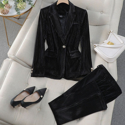 Women's Velvet Blazer Suit Set — Tailored Two-Piece S–2XL 4