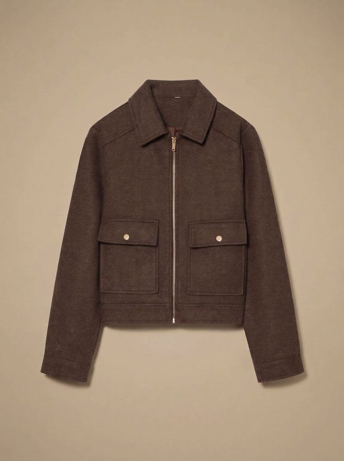 Women's Wool Blend Cropped Coat — Stand Collar Button-Front 10