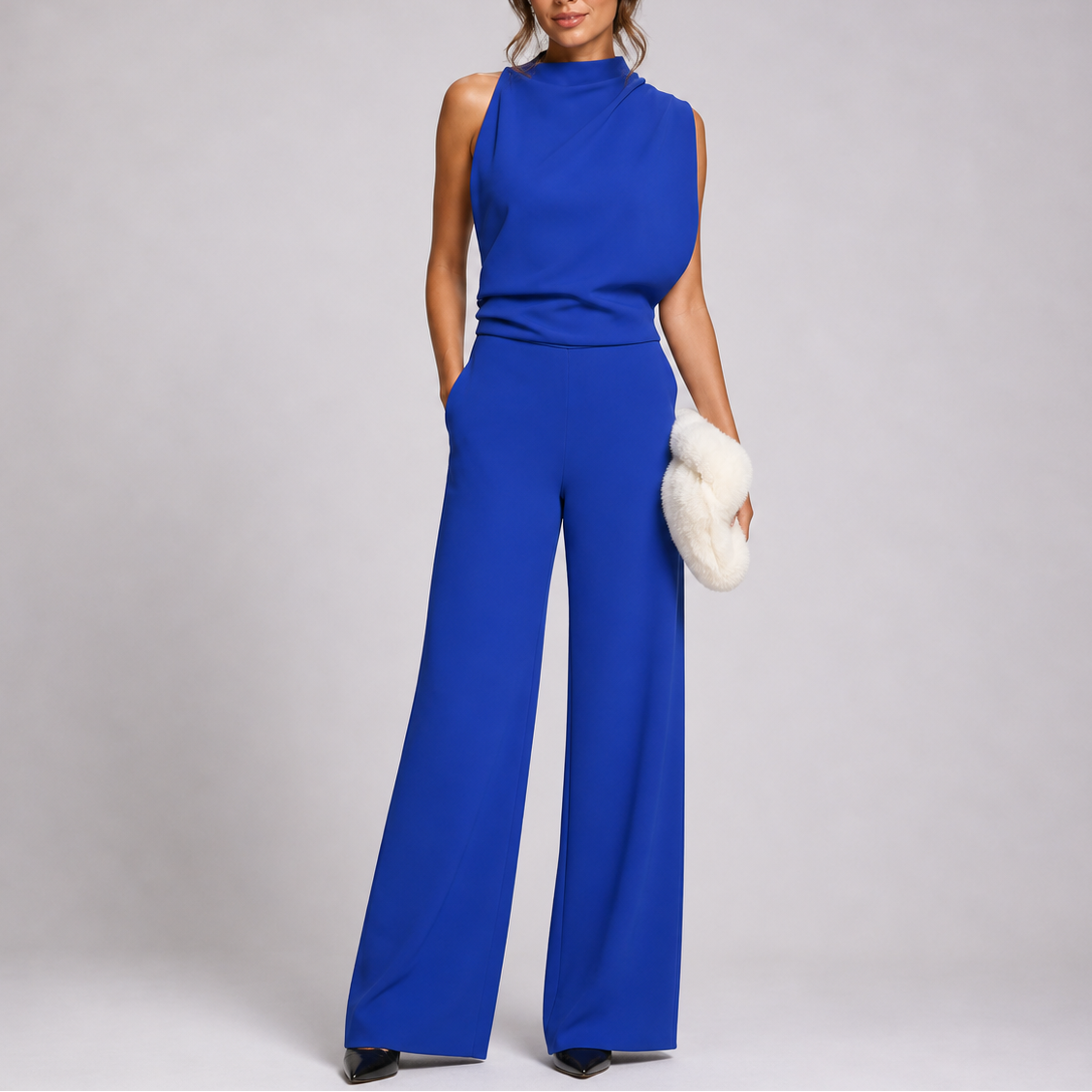 Sleeveless Wide-Leg Jumpsuit for Women — High Neckline 6