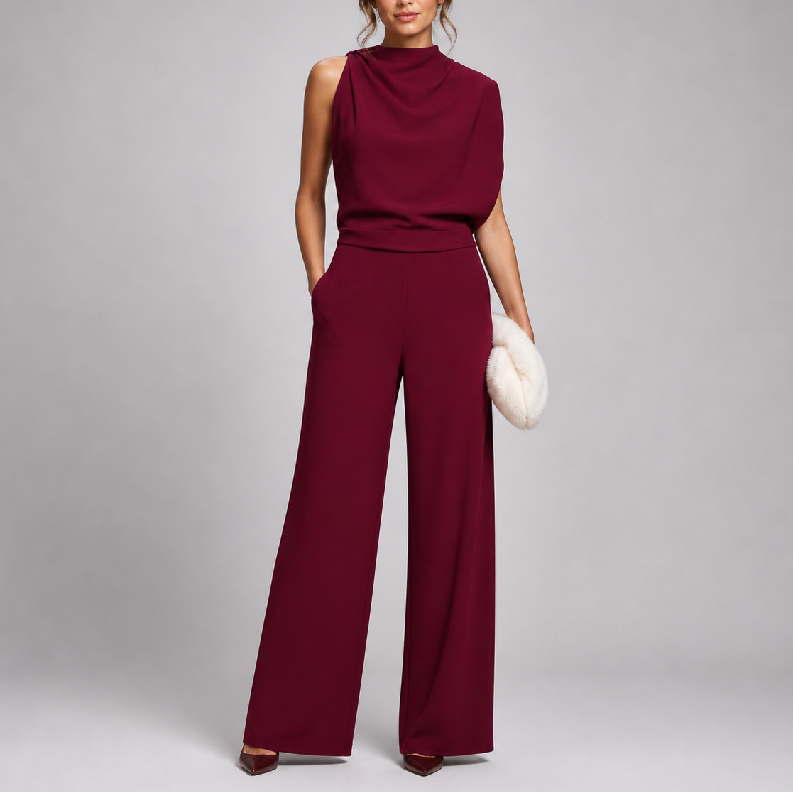Sleeveless Wide-Leg Jumpsuit for Women — High Neckline 7