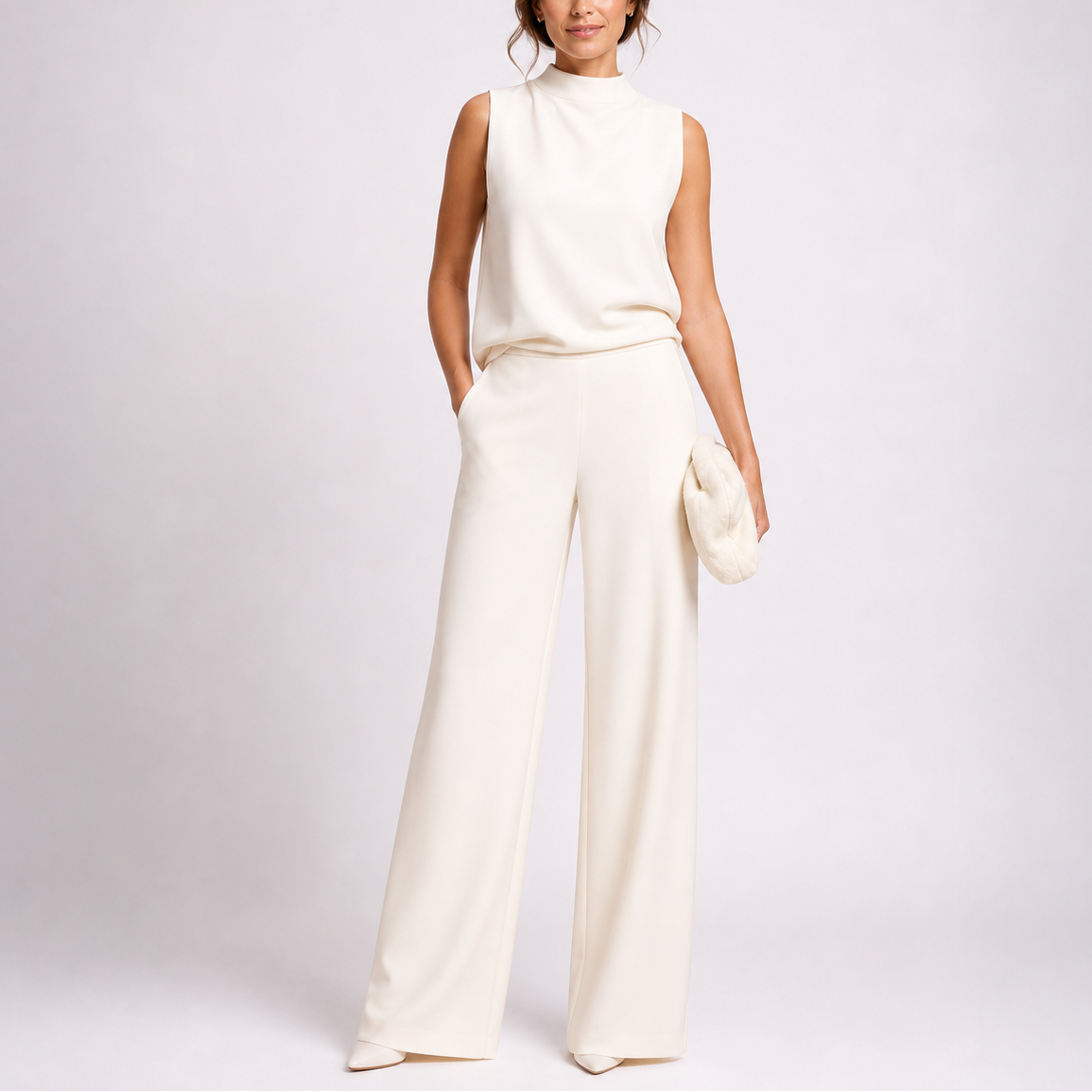 Sleeveless Wide-Leg Jumpsuit for Women — High Neckline 2