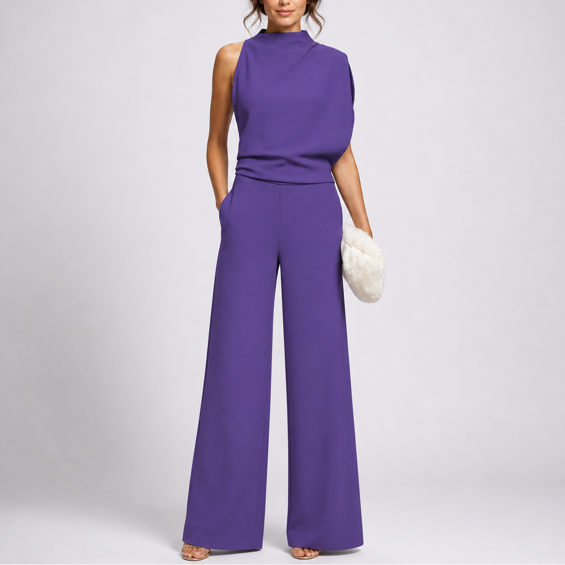 Sleeveless Wide-Leg Jumpsuit for Women — High Neckline 3